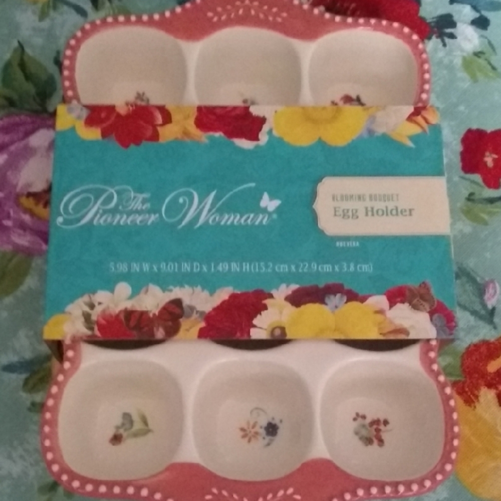 πΊ New Pioneer Woman Blooming Bouquet Egg Holder Display Tray, Pink - Picture 5 of 7
